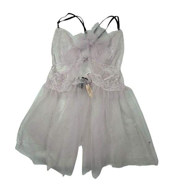 NEW Victoria's Secret Sheer Mesh Tulle Nightie Nightgown Pink Large - Picture 3 of 9